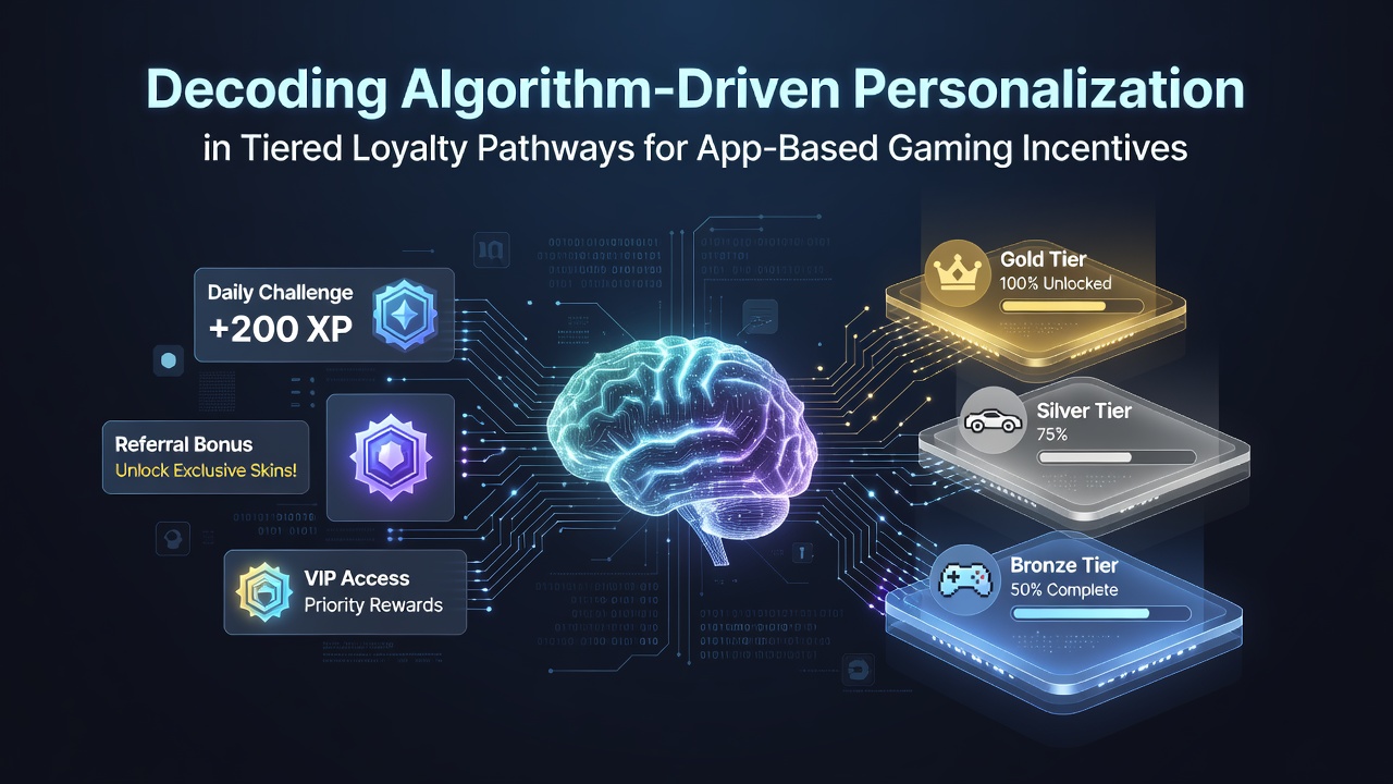 Visualization of algorithm-driven loyalty tiers in a mobile gaming app interface showing personalized reward pathways and incentive structures