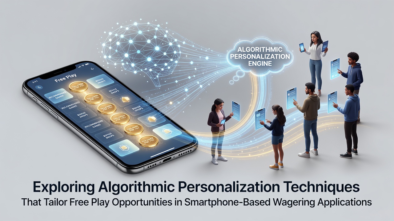 Smartphone screen displaying personalized free play offers in a wagering app interface with algorithmic recommendations highlighted