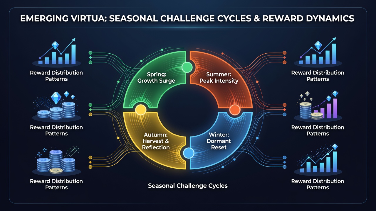 Analytics dashboard showing reward distribution shifts across seasonal challenge periods in a virtual betting app